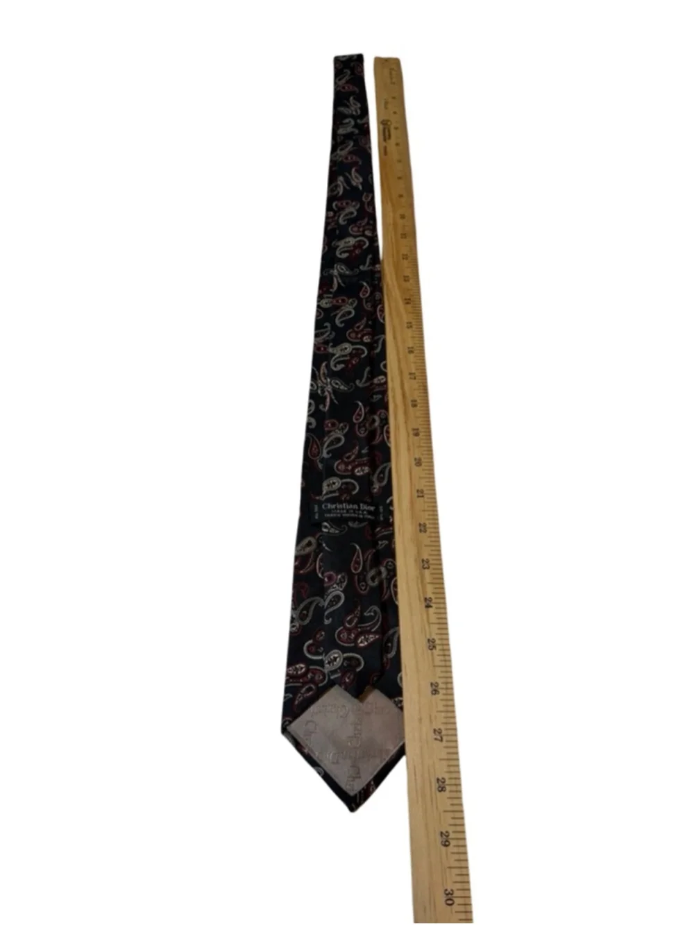 Christian Dior Silk Tie Navy Red Paisley Italy Fabric Classic Designer